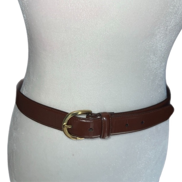 Vintage Coach British Tan Glove Tanned Leather Belt Brass Hardware - Picture 1 of 6
